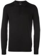 Boss Hugo Boss Longsleeved Polo Shirt, Men's, Size: Large, Black, Virgin Wool