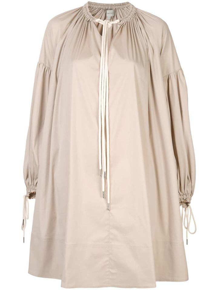 Lee Mathews Elsie Balloon Sleeve Tunic Dress - Brown