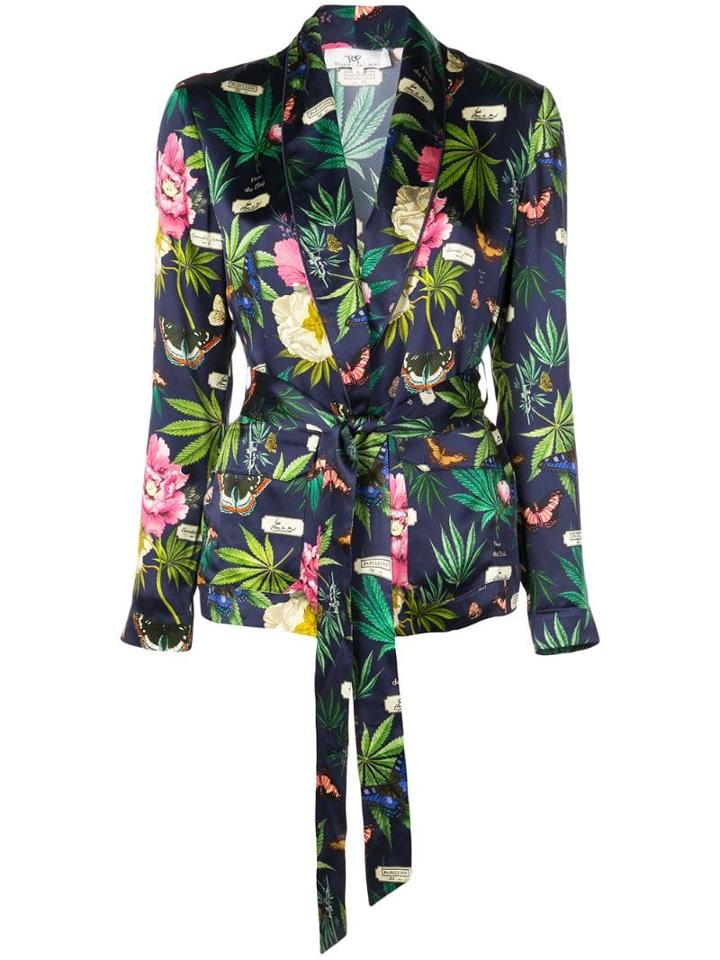 Fleur Du Mal Printed Shawl-lapel Jacket - Blue
