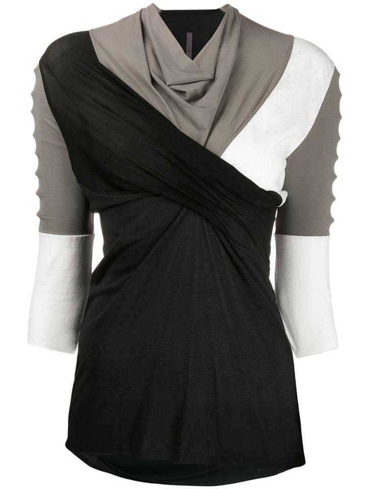 Rick Owens Lilies Colour Block Cowl Neck Top - Black
