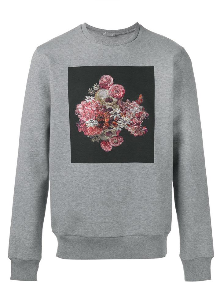 Dior Homme Printed Sweatshirt, Men's, Size: Small, Grey, Cotton/polyamide/spandex/elastane/polyester