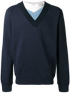 Maison Margiela Layered Neckline Sweatshirt, Men's, Size: 48, Blue, Cotton