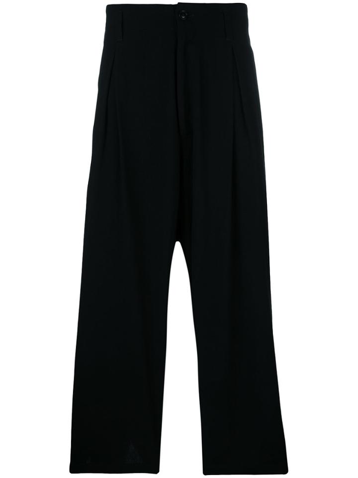 Yohji Yamamoto Cropped Loose Fit Pants - Black