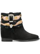 Via Roma 15 Scarf And Buckle Ankle Boots - Black