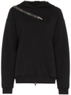 Christopher Kane Zip Detail Hooded Cotton Jumper - Black