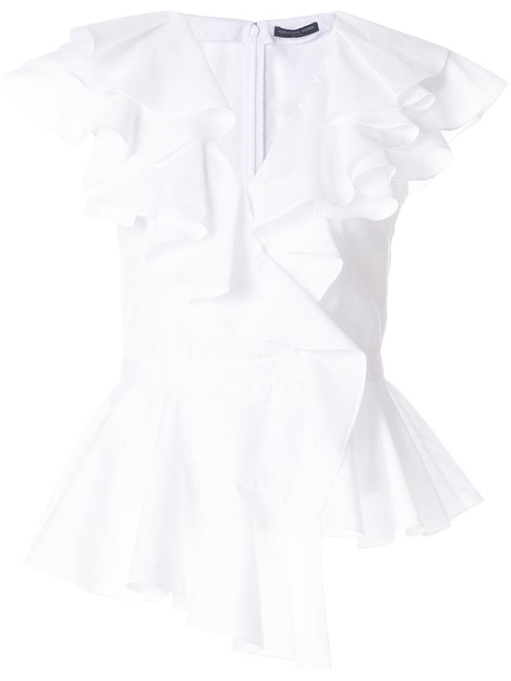 Alexander Mcqueen Shortsleeved Ruffle Blouse - White