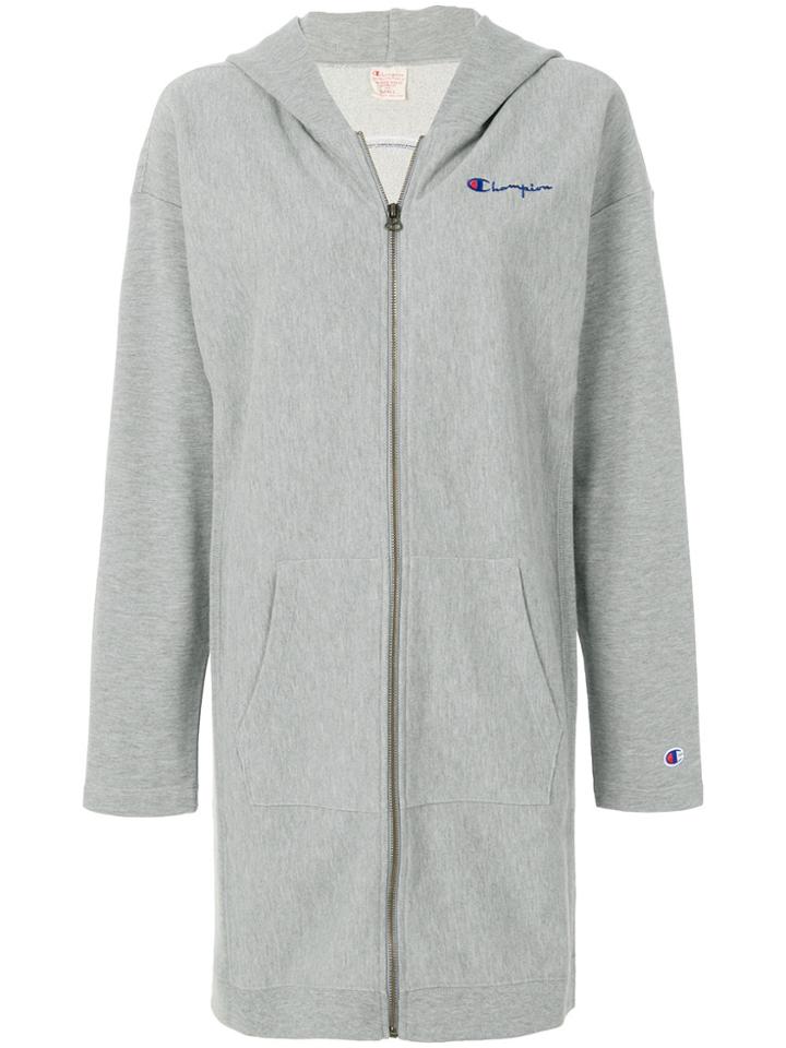 Champion Longline Zip-up Hoodie - Grey