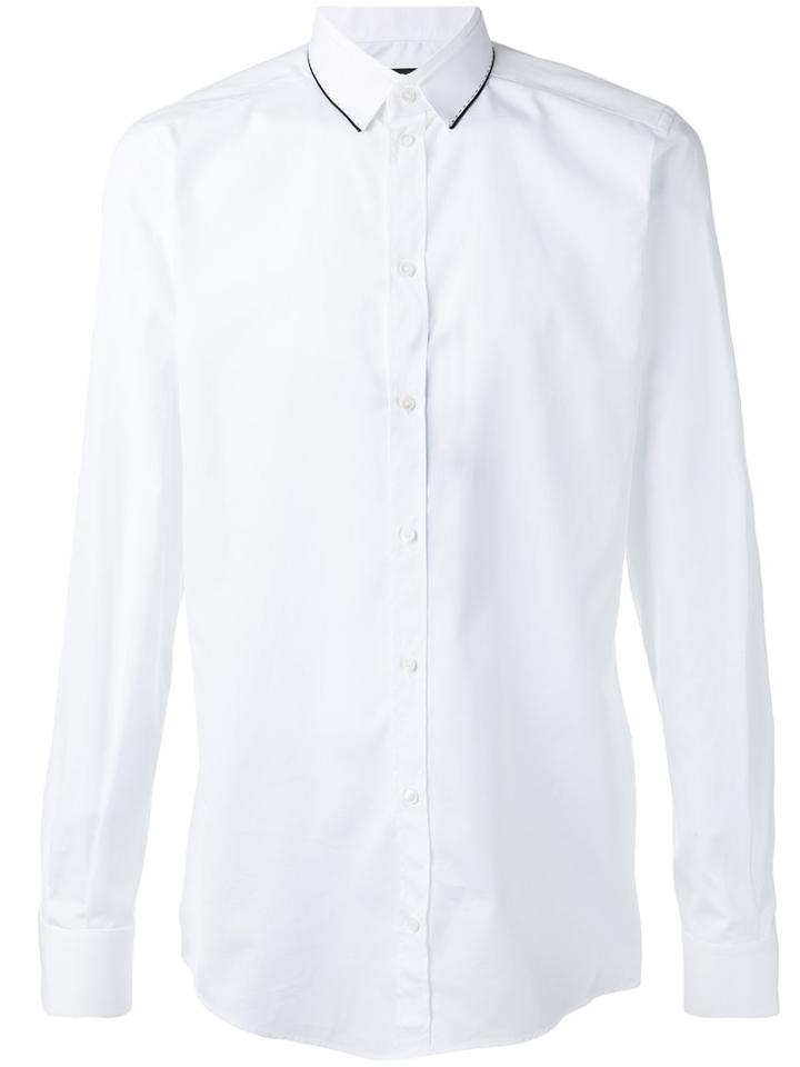 Dolce & Gabbana Lined Shirt, Men's, Size: 43, White, Cotton/silk