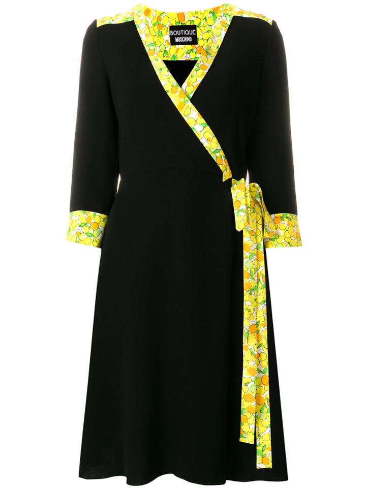 Boutique Moschino Contrast-trim Wrap Dress - Black