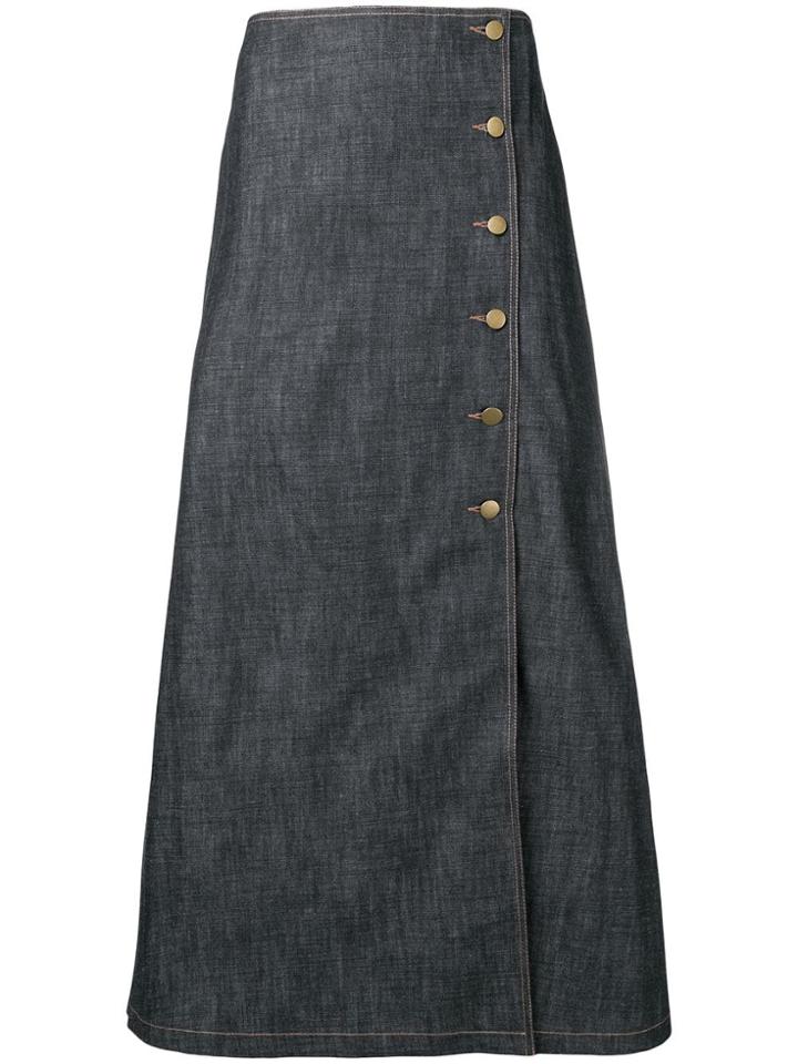 A.w.a.k.e. Midi Denim Skirt - Blue