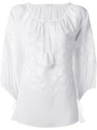 P.a.r.o.s.h. Floral Embroidery Top, Women's, Size: Medium, White, Silk