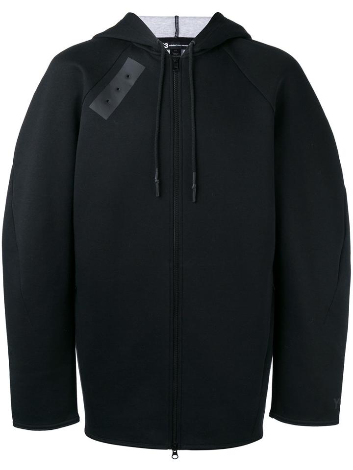 Y-3 Hooded Zip Jacket, Men's, Size: Small, Black, Cotton/polyester