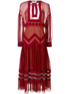 Fendi Long Georgette Dress - Red