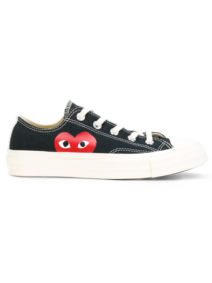 Comme Des Garçons Play Logo Print Trainers - Black