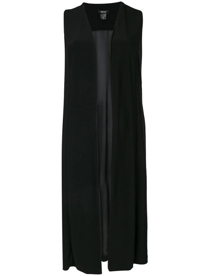 Dkny Sheer Long Vest Coat - Black