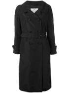 Prada Wide Collar Double-breasted Coat, Women's, Size: 46, Black, Silk/viscose