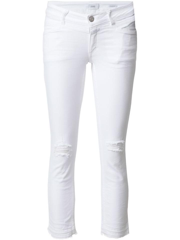 Closed Ripped Cropped Jeans, Women's, Size: 26, White, Cotton/spandex/elastane
