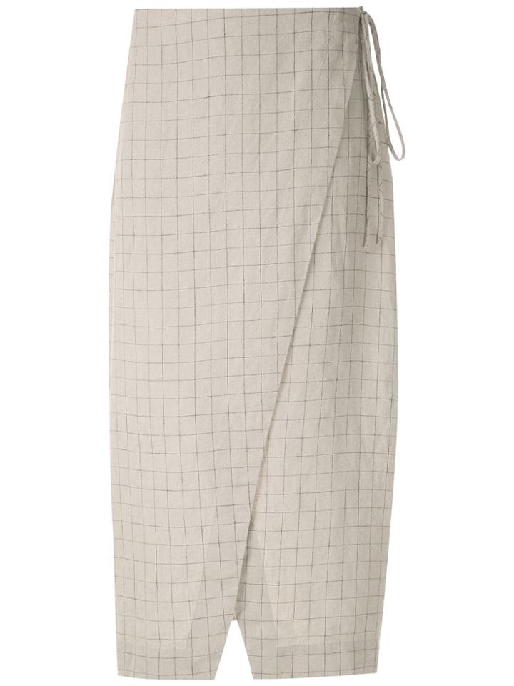 Osklen Sand Grid Linen Skirt - Grey