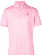 Alexander Mcqueen Dancing Skeleton Embroidered Polo Shirt - Pink &
