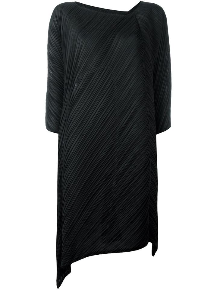 Pleats Please By Issey Miyake Asymmetric Pleated Dress, Women's, Size: 5, Black, Polyester