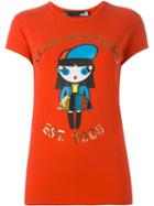 Love Moschino Doll Print T-shirt, Women's, Size: 46, Red, Cotton/spandex/elastane/pvc