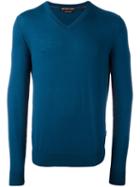 Michael Kors V-neck Pullover, Men's, Size: Small, Blue, Merino