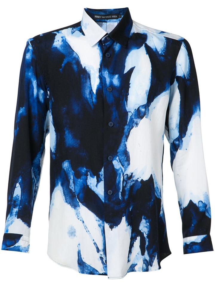 Issey Miyake Tie-dye Shirt, Men's, Size: 2, Blue, Lyocell