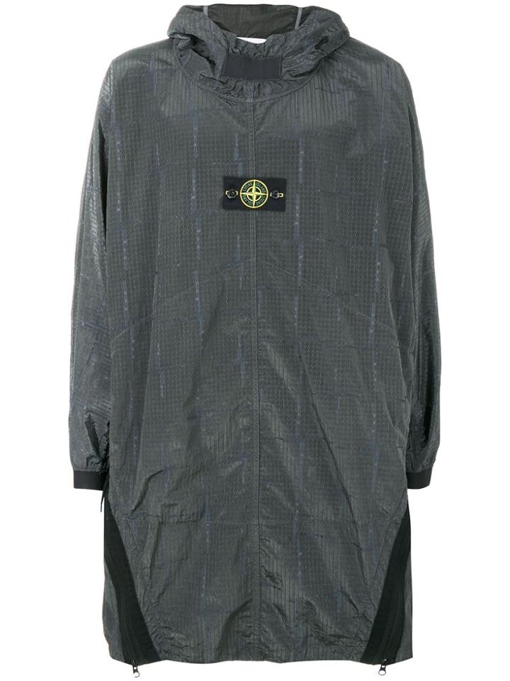 Stone Island Logo Patch Poncho - Grey
