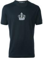 Dolce & Gabbana Embroidered Crown T-shirt, Men's, Size: 44, Blue, Cotton