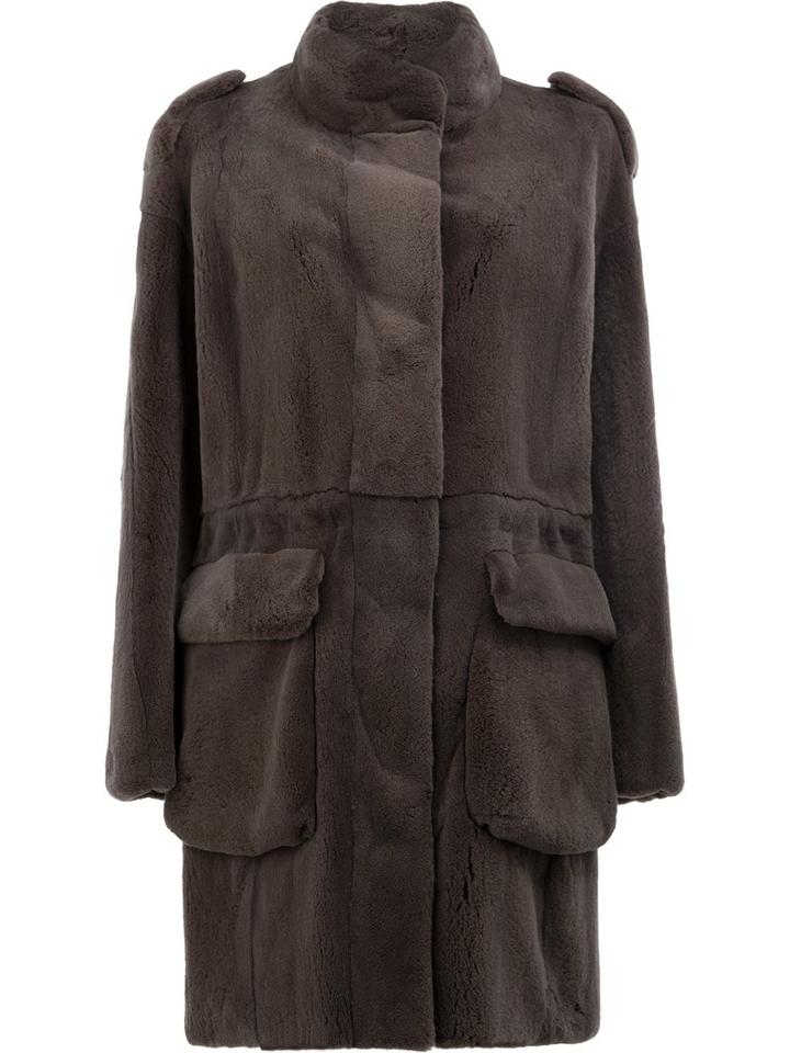 32 Paradis Sprung Frères Oxygene Coat, Women's, Size: Medium, Grey, Mink Fur