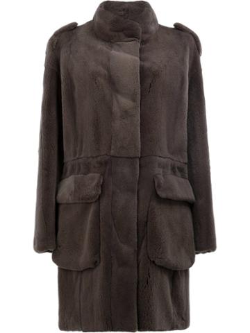 32 Paradis Sprung Frères Oxygene Coat, Women's, Size: Medium, Grey, Mink Fur
