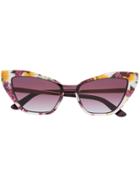 Dolce & Gabbana Eyewear Floral-print Cat-eye Sunglasses - White