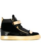 Giuseppe Zanotti Design Colby Hi-top Sneakers, Men's, Size: 41, Black, Calf Leather/velvet/leather