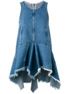Philosophy Di Lorenzo Serafini Pleated Trim Denim Top, Women's, Size: 38, Blue, Cotton