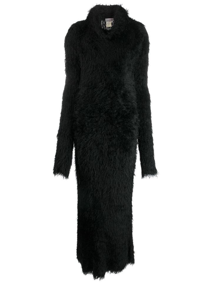 Yohji Yamamoto Vintage Faux Fur Maxi Dress - Black