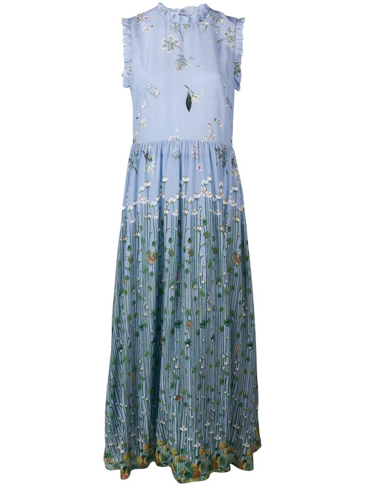 Red Valentino Floral Print Midi Dress - Blue