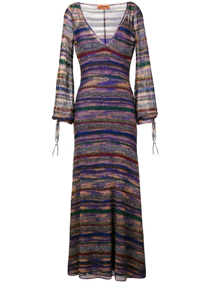 Missoni Deep V-neck Dress - Pink & Purple