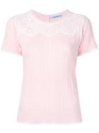 Guild Prime - Short Sleeve Cable Knit Sweater - Women - Cotton/nylon/rayon - 34, Pink/purple, Cotton/nylon/rayon