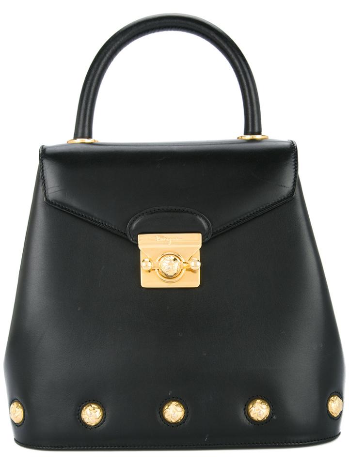 Salvatore Ferragamo Vintage Pin Heel Plate Handbag - Black