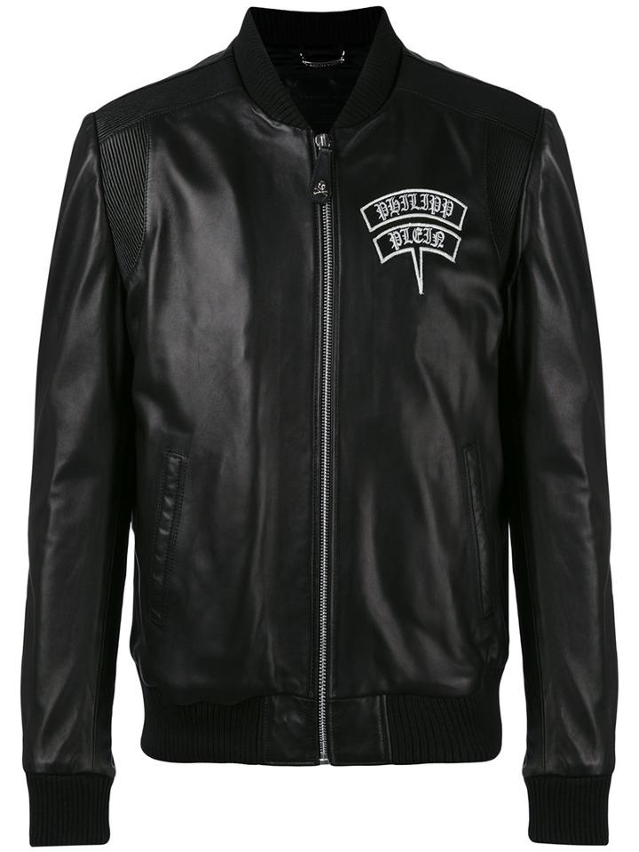 Philipp Plein - Skull Bomber Jacket - Men - Lamb Skin/acetate - Xl, Black, Lamb Skin/acetate