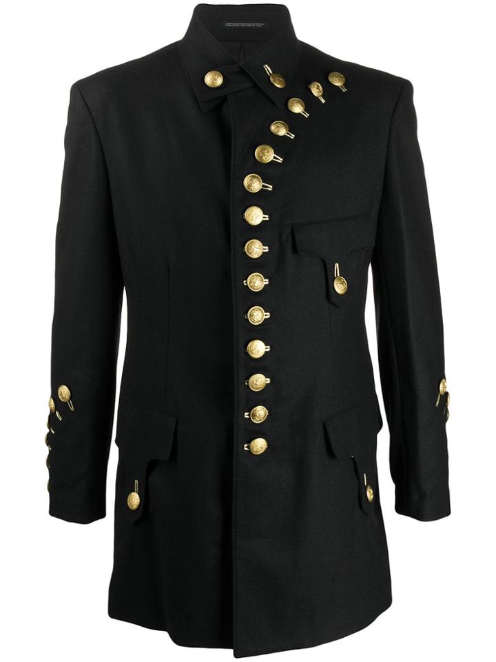Yohji Yamamoto Curved Button Coat - Black