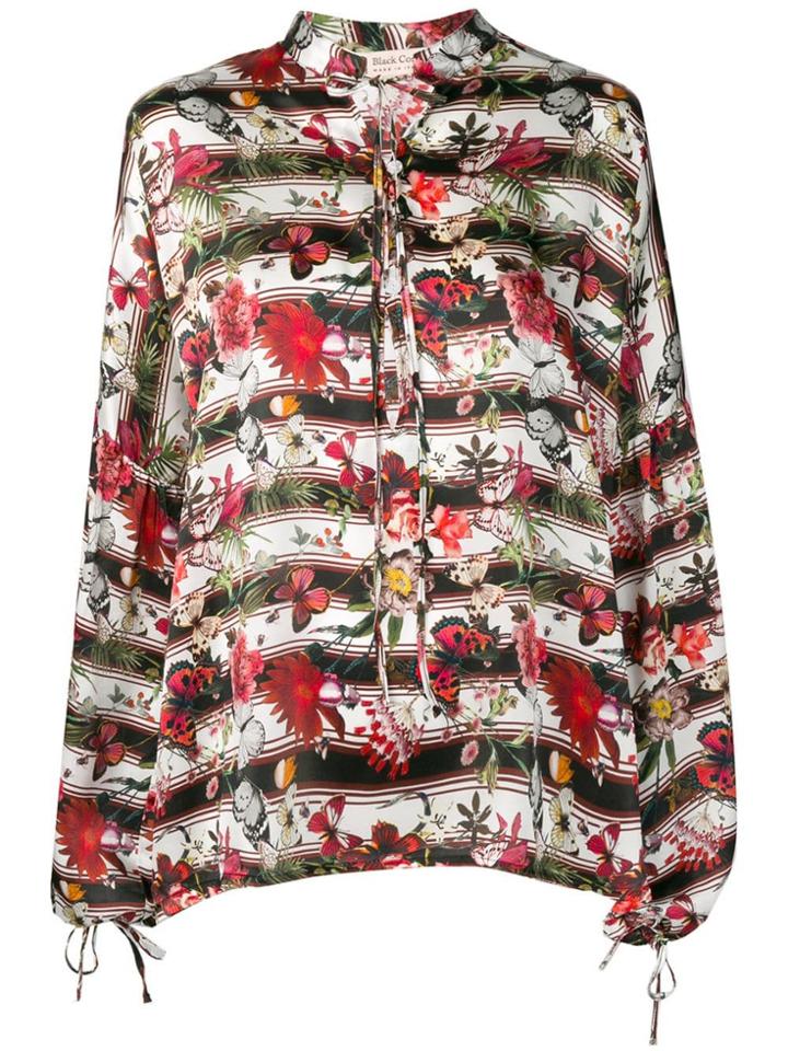 Black Coral Butterfly Print Blouse - Red