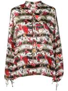 Black Coral Butterfly Print Blouse - Red