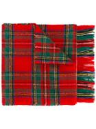 Gucci Tartan Scarf With Bee, Men's, Gold, Wool