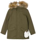 Yves Salomon Enfant - Hooded Parka - Kids - Cotton/marmot Fur/polyester/rabbit Fur - 12 Yrs, Green