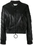 Off-white - Leather Cropped Bomber Jacket - Women - Leather/viscose - S, Women's, Black, Leather/viscose