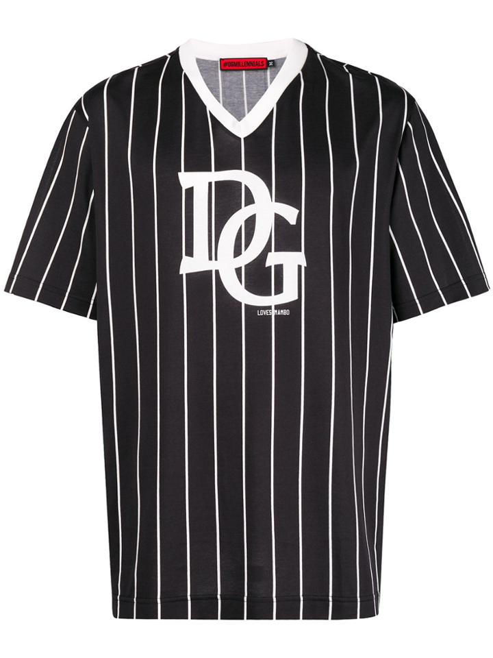 Dolce & Gabbana Striped Logo T-shirt - Blue