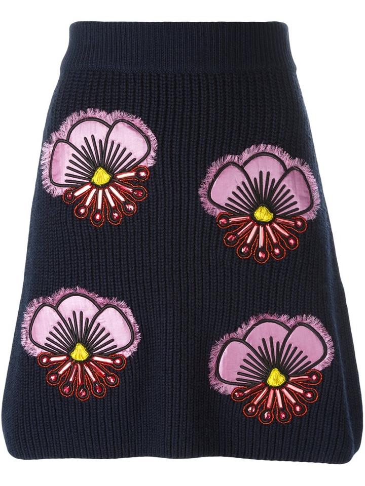 Kenzo 'tanami' Knit Skirt, Women's, Size: Small, Blue, Nylon/wool/glass