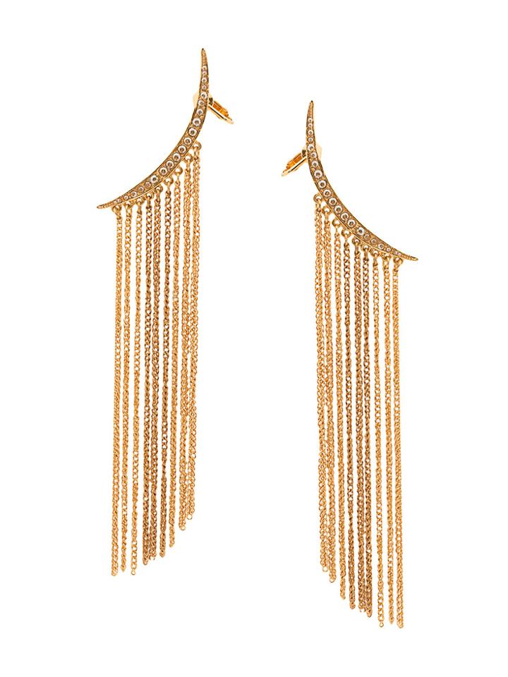 Oscar De La Renta Tendril Drop Pierced Earring - Yellow & Orange