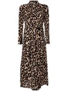 Baum Und Pferdgarten Leopard Print Midi Shirt Dress - Brown